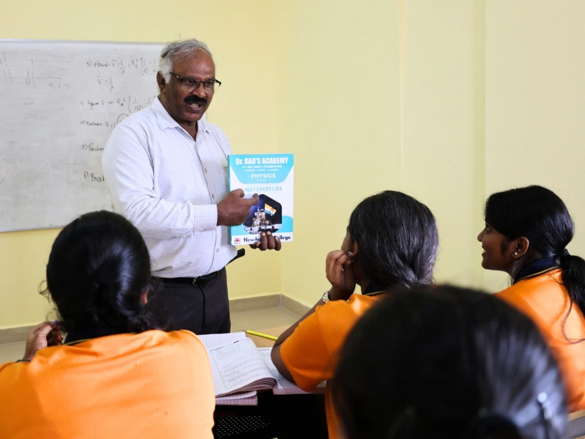 Student focused on studying for entrance exams at NewAge PU College