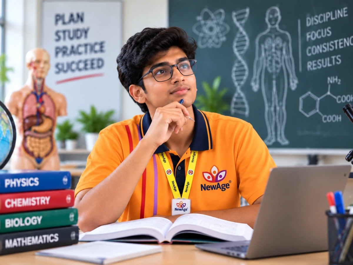 Students smiling in a lecture hall classroom at NewAge PU College