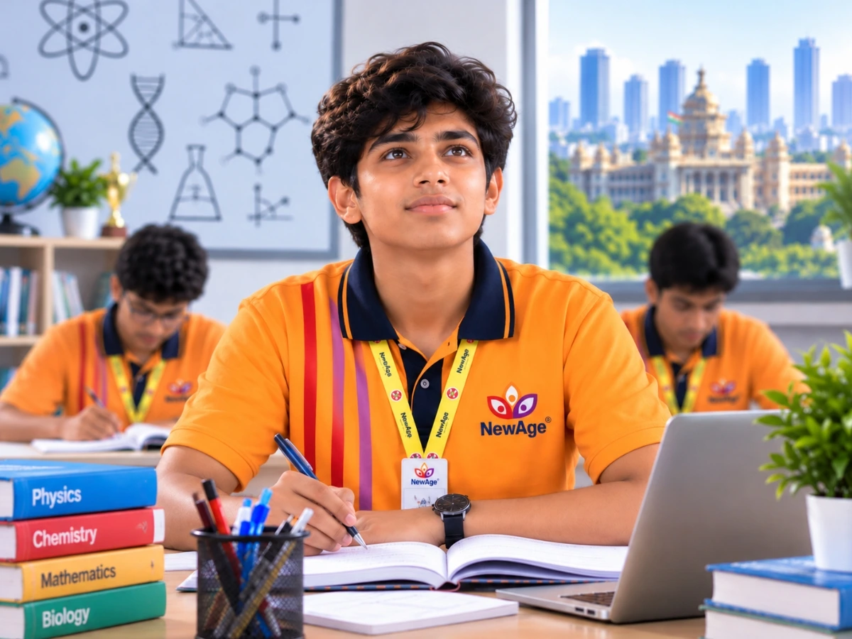 Students in a modern classroom at NewAge PU College Yelahanka