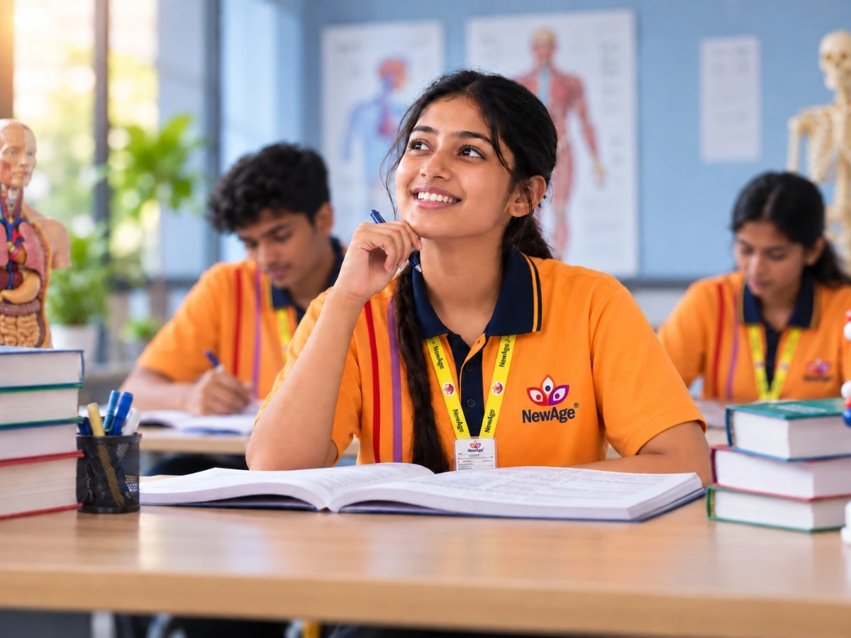 Medical students working in a laboratory at a NEET coaching college