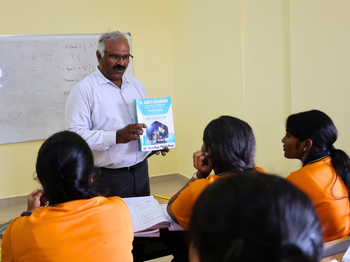 Dedicated faculty member teaching students with focused engagement